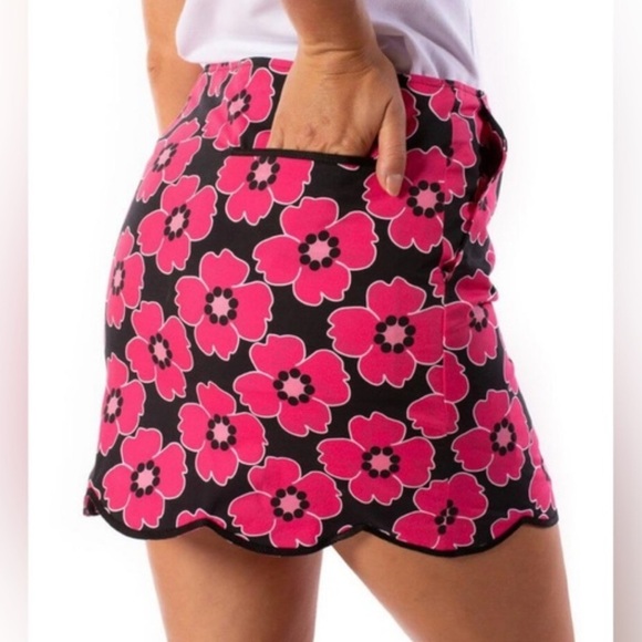 Women’s Golftini Black and Pink Stretch Floral Cotton Skort Golf Tennis size 6 - Picture 3 of 15